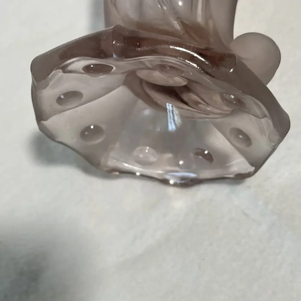 Art Deco 1930’s Czech Glass, Pink - Cornucopia 6.25” Tall Horn Of Plenty Vase
